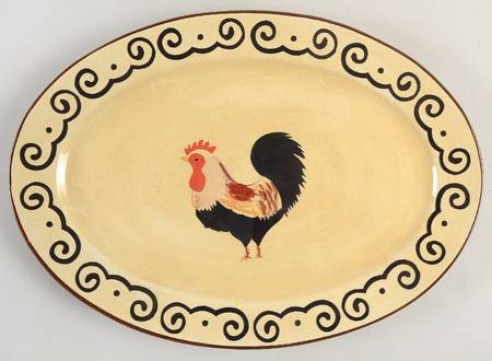 Garden Rooster 13" Oval Serving Platter
