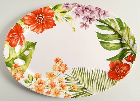 Fiji Floral 16" Oval Serving Platter