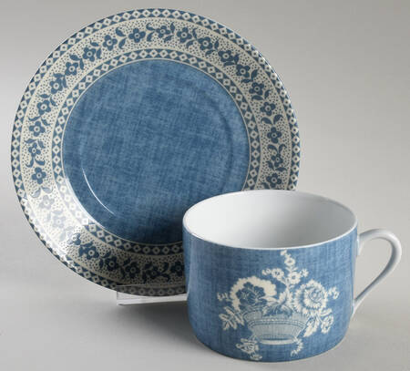 Paniers Fleuris Blue Flat Cup & Saucer Set