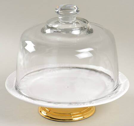 Lido Beach 6 1/2"-7 1/2" Footed Cheese Plate w/ Glass Dome HC