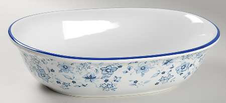 Blue Meadows (Smooth) 10" Oval Vegetable Bowl