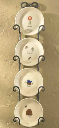 Birds & Bees Mini Plate Set of 4 with Metal Rack