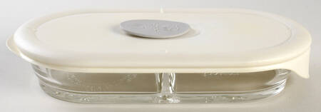 Storage Containers 8'' Oval Divided Food Storage Container & Lid