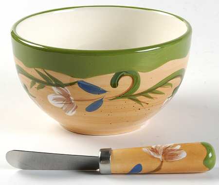 Tuscany Floral Dip Bowl & Spreader Set