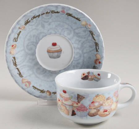 Cupcakes & Cookies Flat Cup & Saucer Set