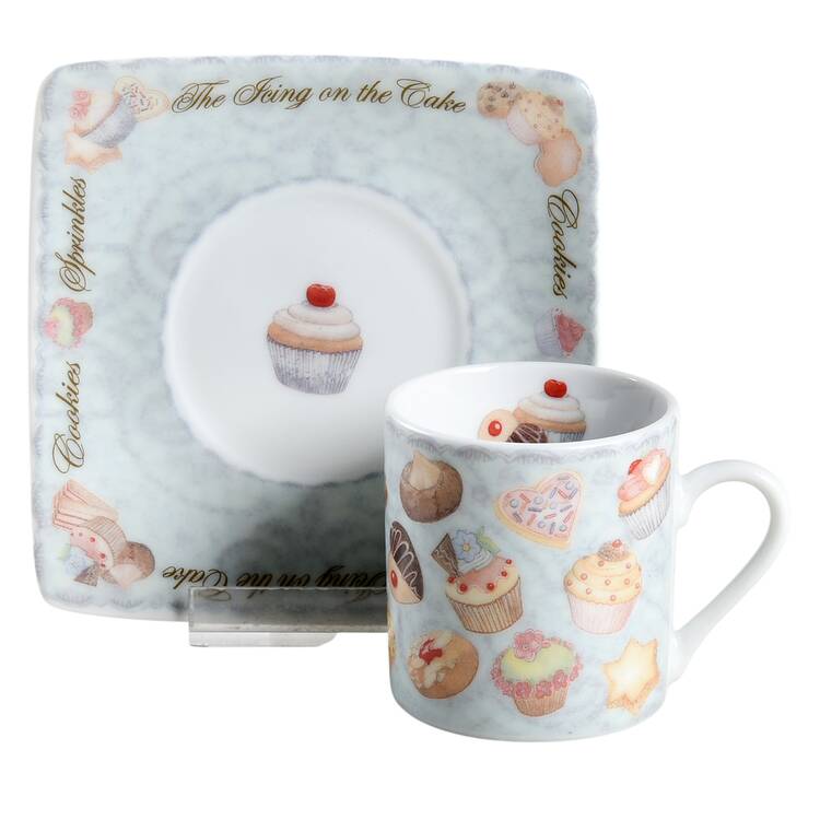 Cupcakes & Cookies Flat Demitasse Cup & Saucer Set