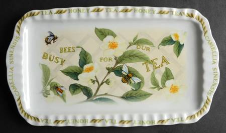 Tea Plant & Honey Bee 12" Rectangular Tray