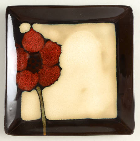 Painted Poppies Square Appetizer Plate