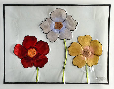 Painted Poppies 17" Glassware Rectangular Platter