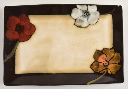 Painted Poppies 13" Rectangular Serving Platter
