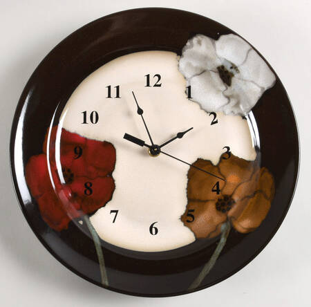 Painted Poppies 1-2" depth  Clock Plate HC