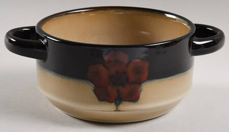 Painted Poppies Individual Handled Soup Bowl