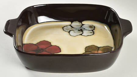 Painted Poppies 11" Square Baker