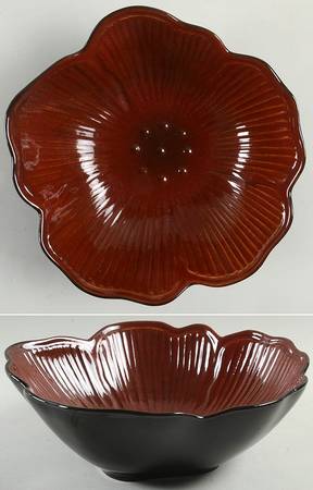 Painted Poppies 9" Figural Serving Bowl