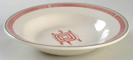 Ancient Mimbreno Indian-Brick Red (Replica) Rim Soup Bowl
