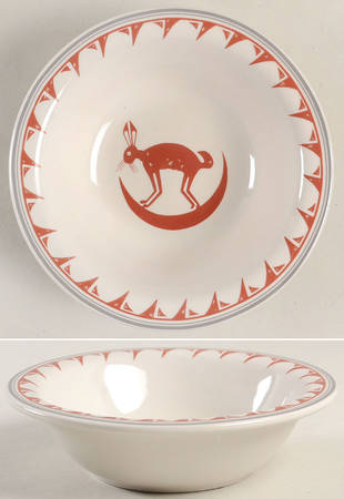Ancient Mimbreno Indian-Brick Red (Replica) Rim Cereal Bowl