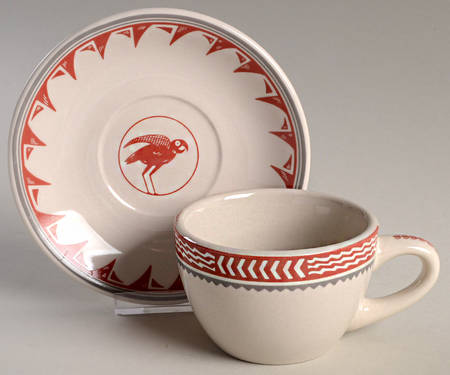Ancient Mimbreno Indian-Brick Red (Replica) Flat Cup & Saucer Set