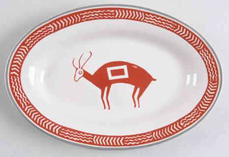 Ancient Mimbreno Indian-Brick Red (Replica) 9" Oval Serving Platter
