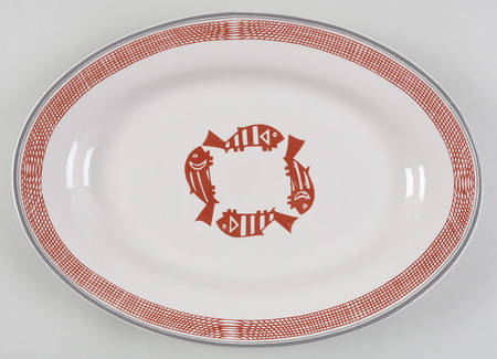 Ancient Mimbreno Indian-Brick Red (Replica) 12" Oval Serving Platter