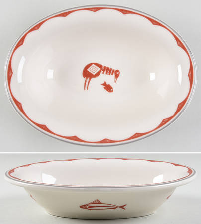 Ancient Mimbreno Indian-Brick Red (Replica) 9" Oval Vegetable Bowl
