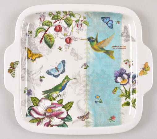 Botanic Hummingbird Square Handled Cake Plate