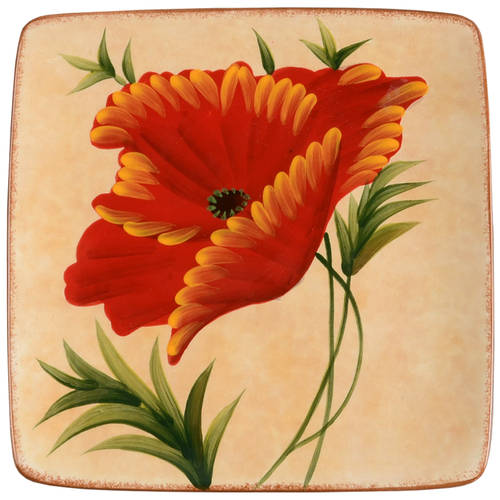 Poppies Square Salad Plate