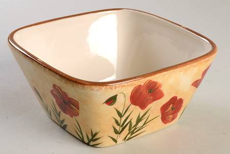 Poppies Square Soup/Cereal Bowl