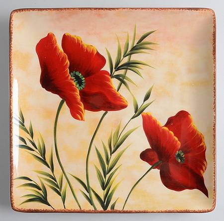 Poppies 12" Square Serving Platter