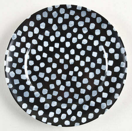 Dots White on Black Salad Plate by Pickard
