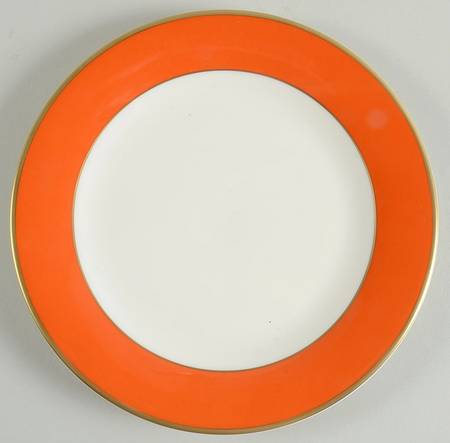 ColorBurst Orange (Gold Trim, White) Accent Salad Plate