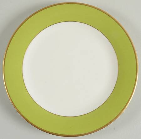 ColorBurst Green (Gold Trim, White) Accent Salad Plate