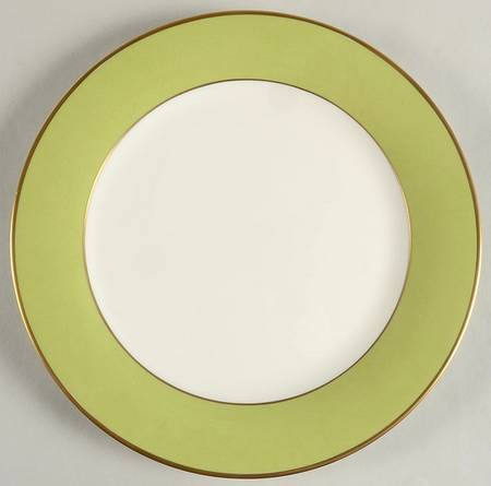 ColorBurst Green (Gold Trim, White) Dinner Plate