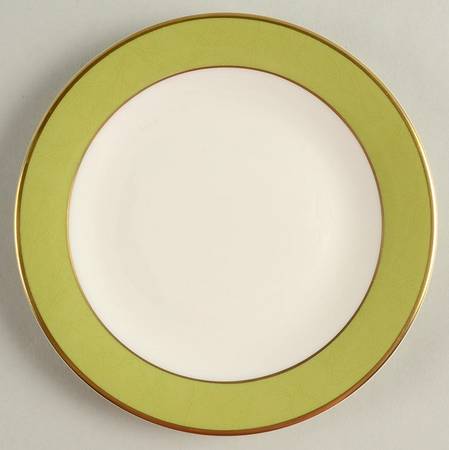 ColorBurst Green (Gold Trim, White) Bread & Butter Plate