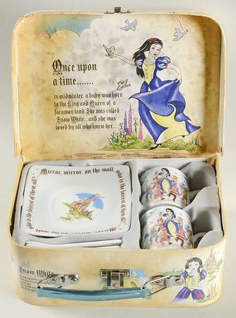 Snow White Demitasse Cup & Saucer Set w/Spoon - Set of 2 Boxed