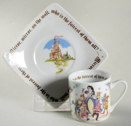 Snow White Flat Demitasse Cup & Saucer Set