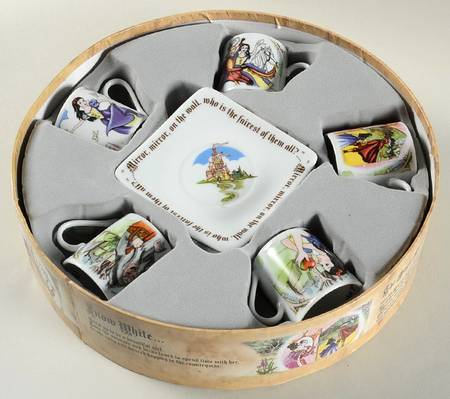 Snow White Flat Demi Cup & Saucer - Set of 5 Boxed (Motif 2-6)