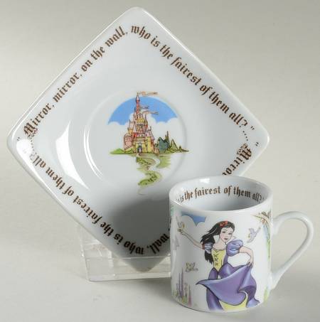 Snow White Flat Demitasse Cup & Saucer Set