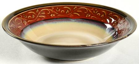 Red Scroll Coupe Soup Bowl