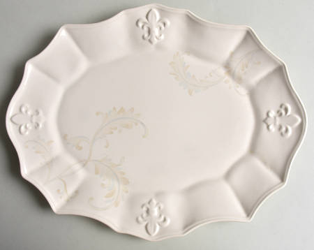 Fleur de Lys Cream 14" Oval Serving Platter