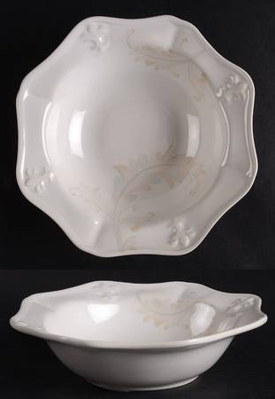 Fleur de Lys Cream Rim Cereal Bowl