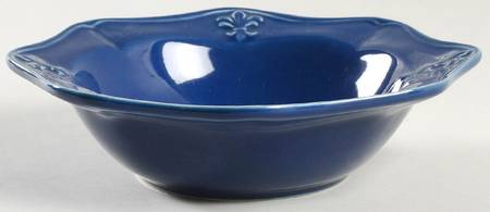 Fleur de Lys Blue Rim Cereal Bowl