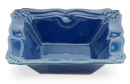 Fleur de Lys Blue 10" Square Vegetable Bowl