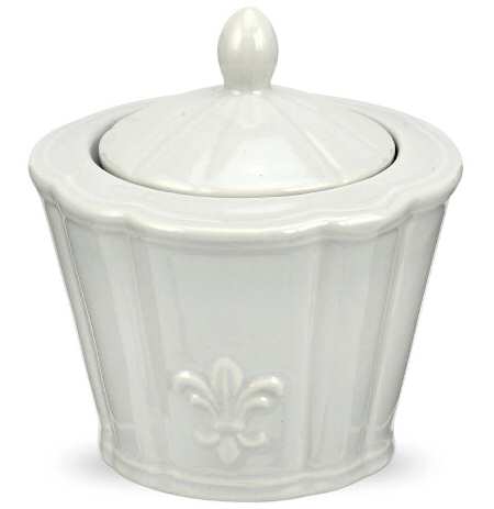 Fleur de Lys Grey Sugar Bowl & Lid