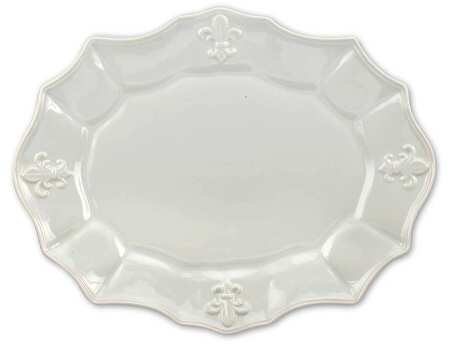 Fleur de Lys Grey 14" Oval Serving Platter