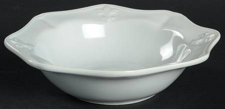 Fleur de Lys Grey Rim Cereal Bowl
