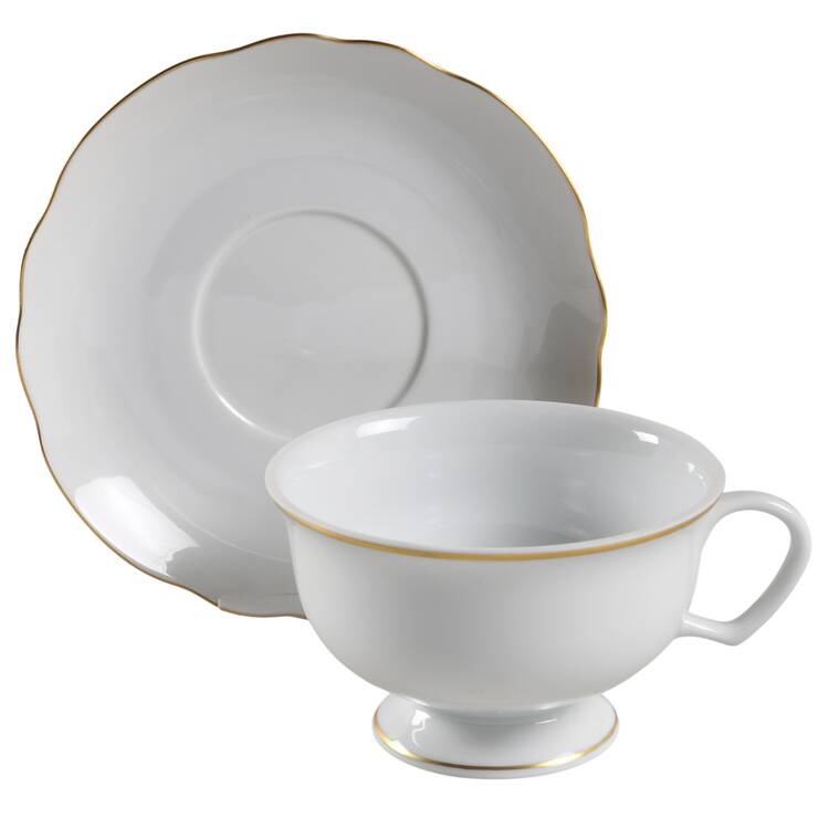 Georgian Gold Footed Cup & Saucer Set