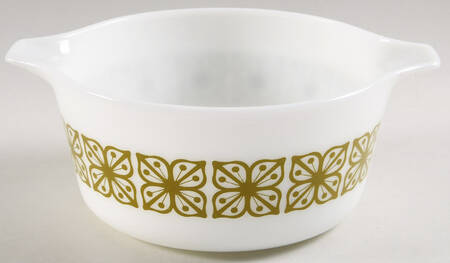 Verde Square Flowers 1.5 Quart Round Casserole No Lid