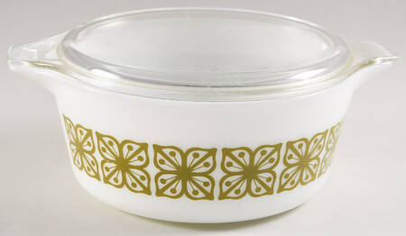 Verde Square Flowers 2.5 Qt Round Covered Casserole
