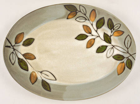 Rustic Leaves 12" Oval Serving Platter