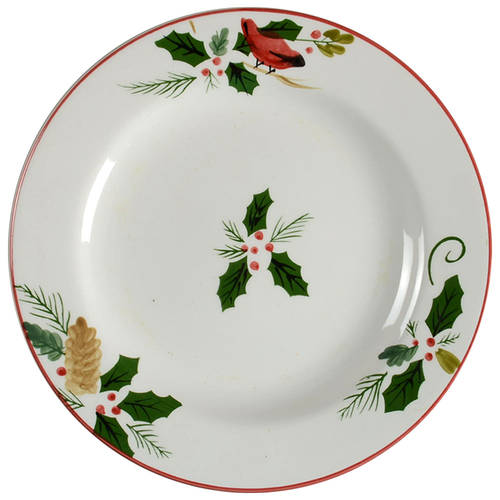 Cardinal & Holly Salad Plate